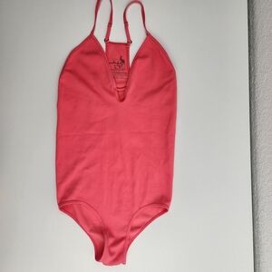 Free People "Intimately" Coral Ribbed Bodysuit - Size XS, Layering, Bohemian
